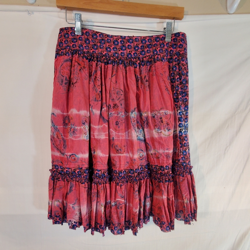 Gregory Parkinson Women's Size 6 Boho Chic Handmade Dyed Skirt 27" Waist.